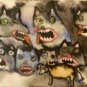 ENRIQUE ARNAUD "WOLVES AND LAMB" WATERCOLOR Enrique Arnaud Blum