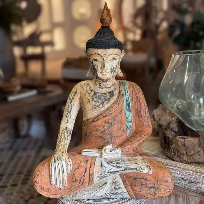 Escultura Buda Thai Laranja 50cm