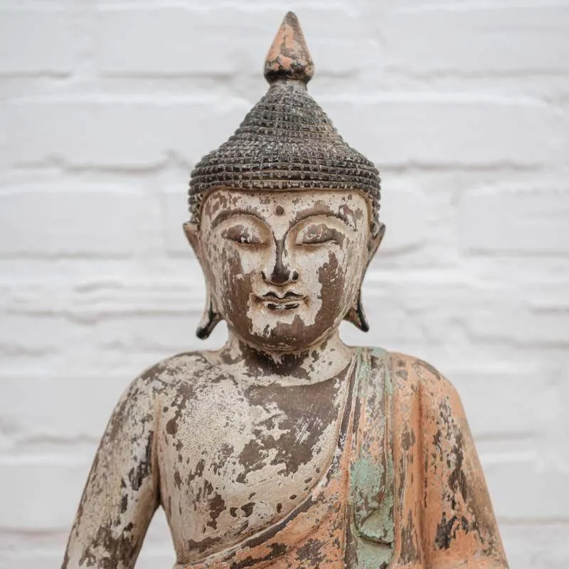 Escultura Buda Thai Laranja 50cm