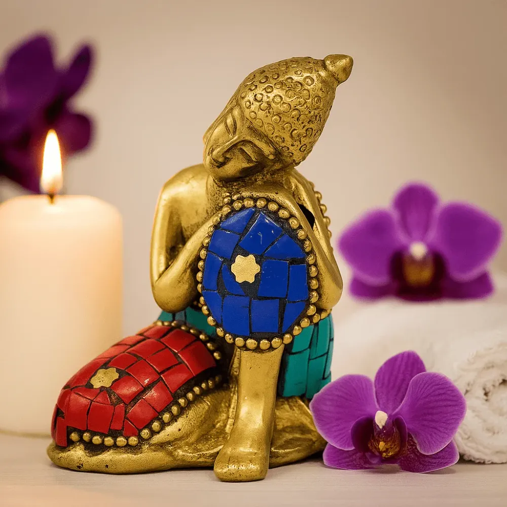 Estátua de Buda em Latão Pensar 6.5 cm