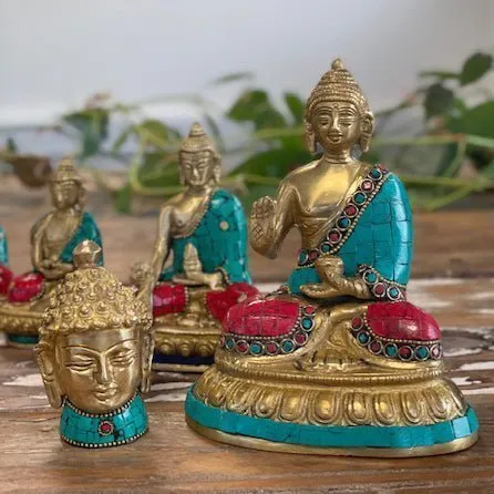 Estátua de Buda em Latão Posição de Bênção 15cm