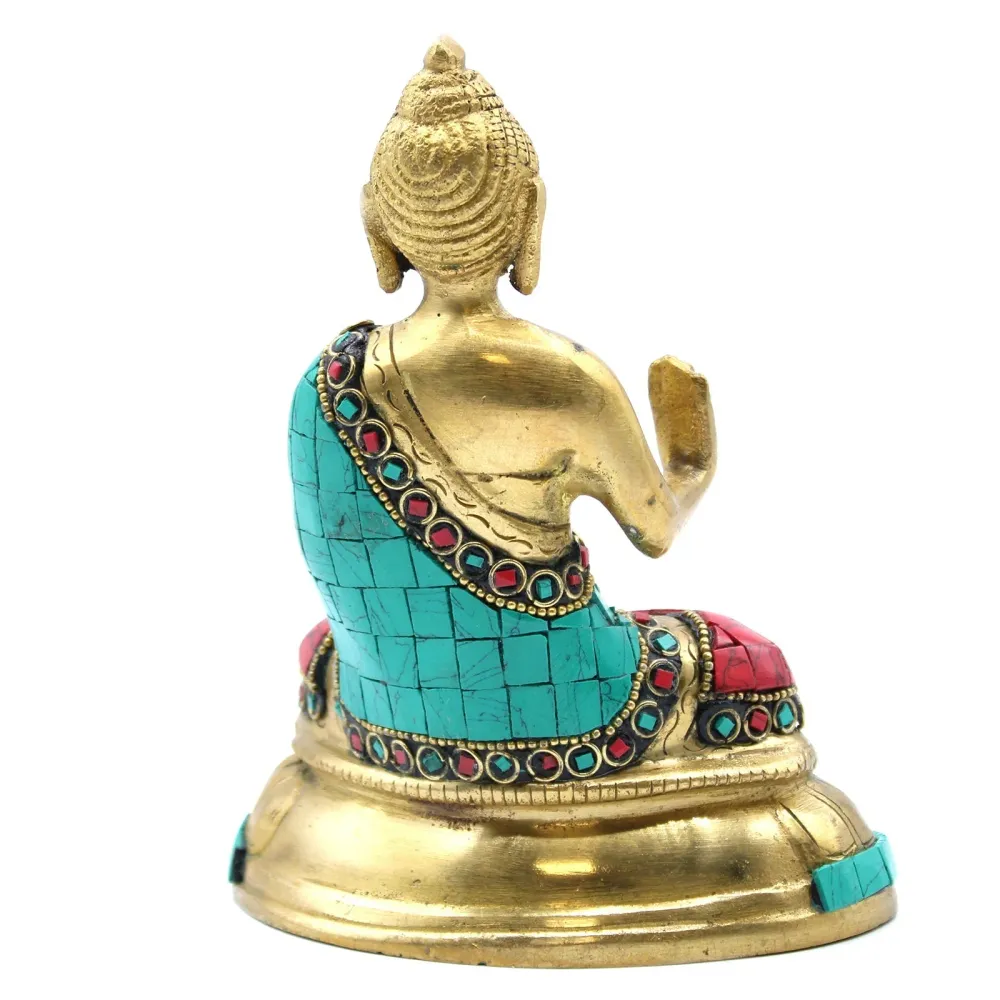 Estátua de Buda em Latão Posição de Bênção 15cm