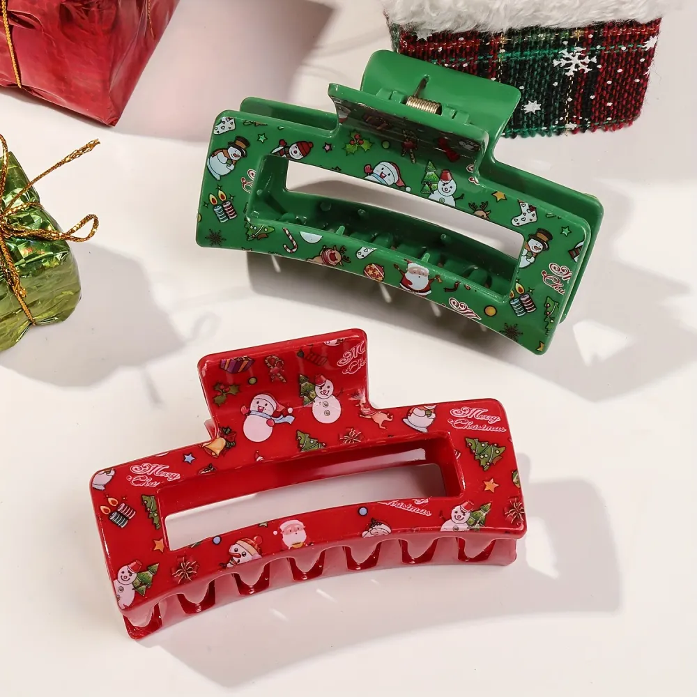 FestiveClips - Conjunto de 4 Grampos de Cabelo Elegantes com Estampa Natalícia