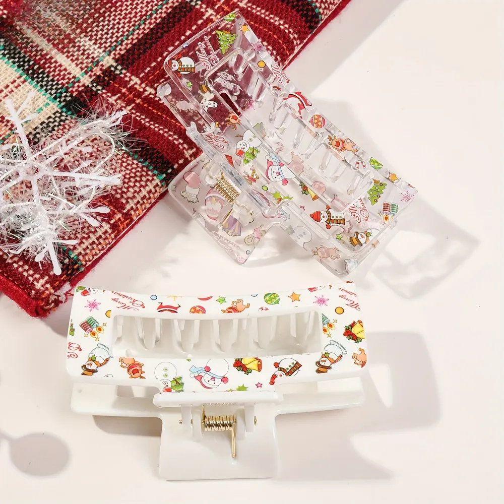 FestiveClips - Conjunto de 4 Grampos de Cabelo Elegantes com Estampa Natalícia