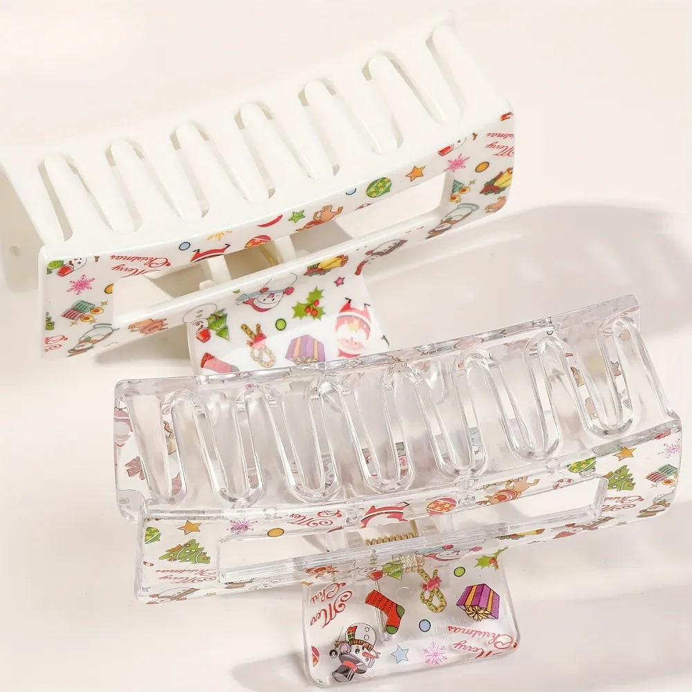 FestiveClips - Conjunto de 4 Grampos de Cabelo Elegantes com Estampa Natalícia