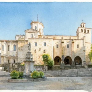Catedral de Santander estilo aguarela Fine Artic