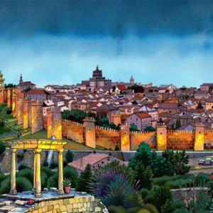 Ilustração da muralha de Ávila Fine Artic