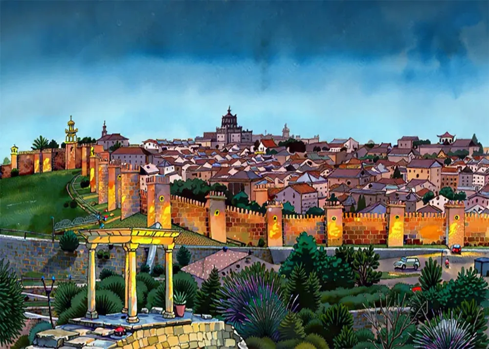 Ilustração da muralha de Ávila Fine Artic