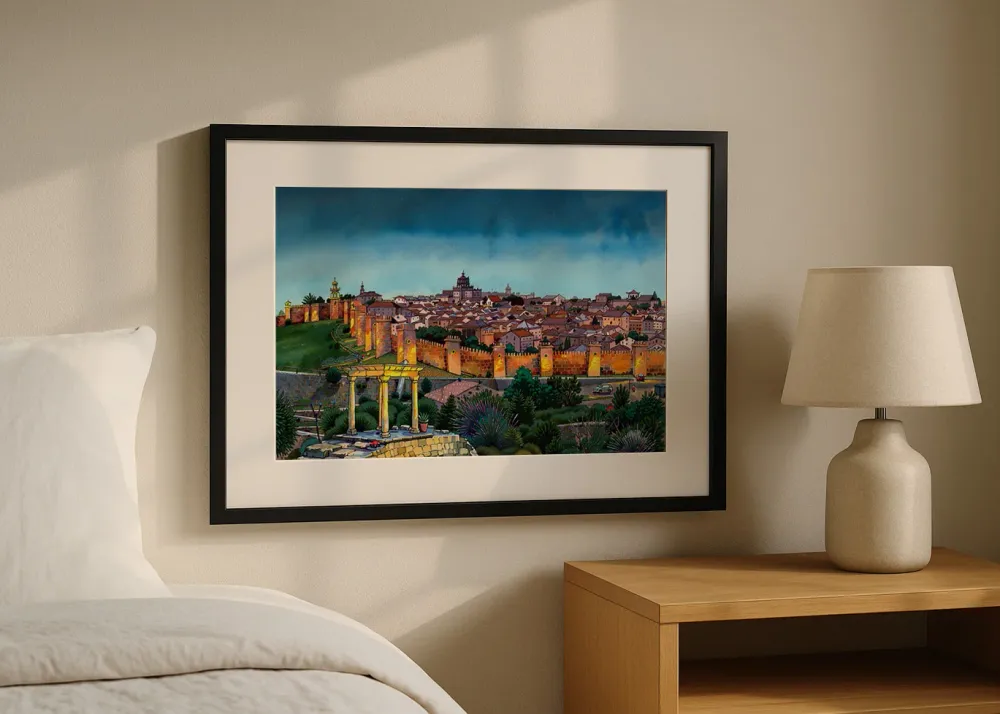 Ilustração da muralha de Ávila Fine Artic