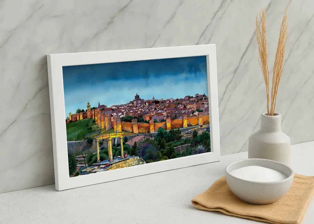 Ilustração da muralha de Ávila Fine Artic