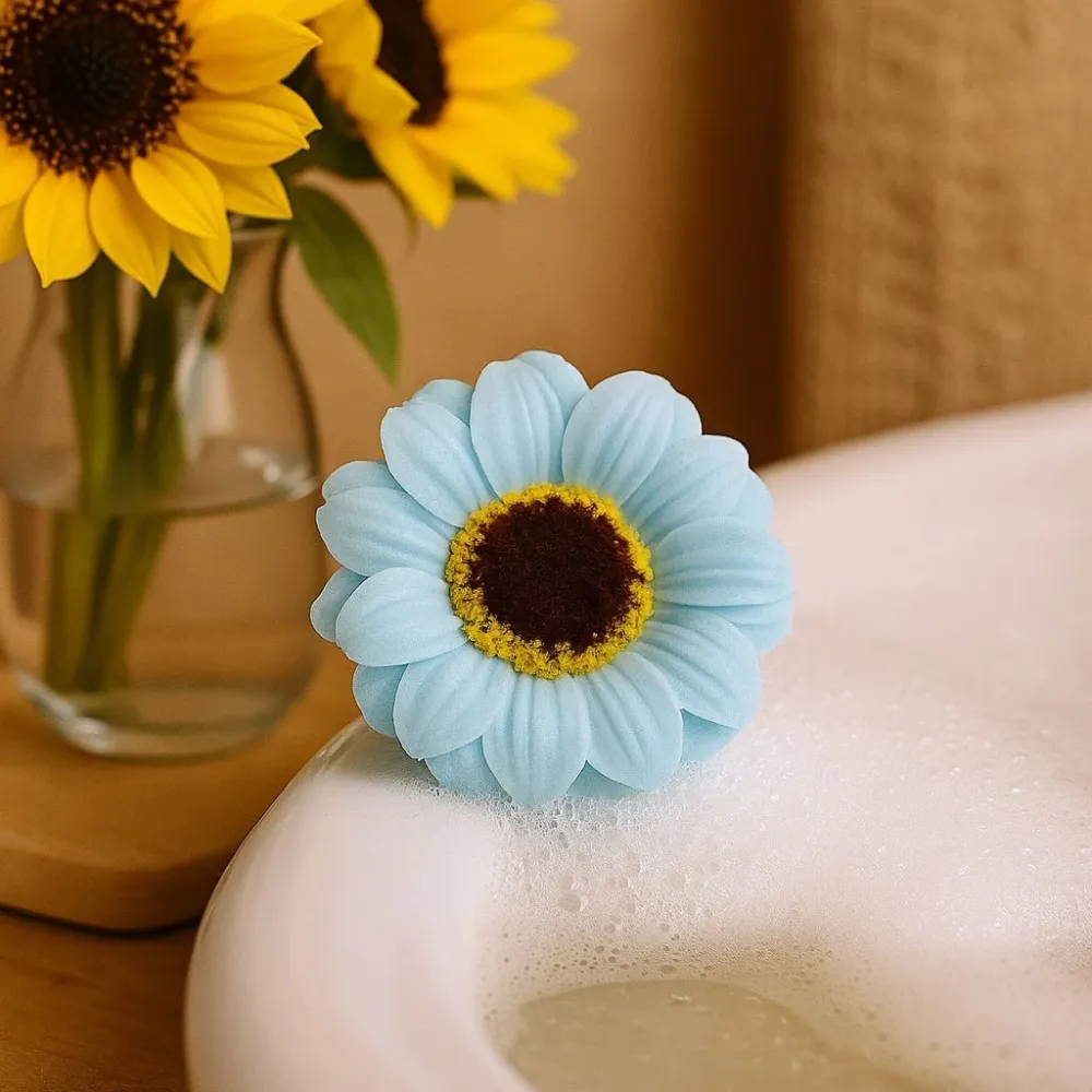 Flores de Sabão Girassol Pequenas Azuis – Pack de 10