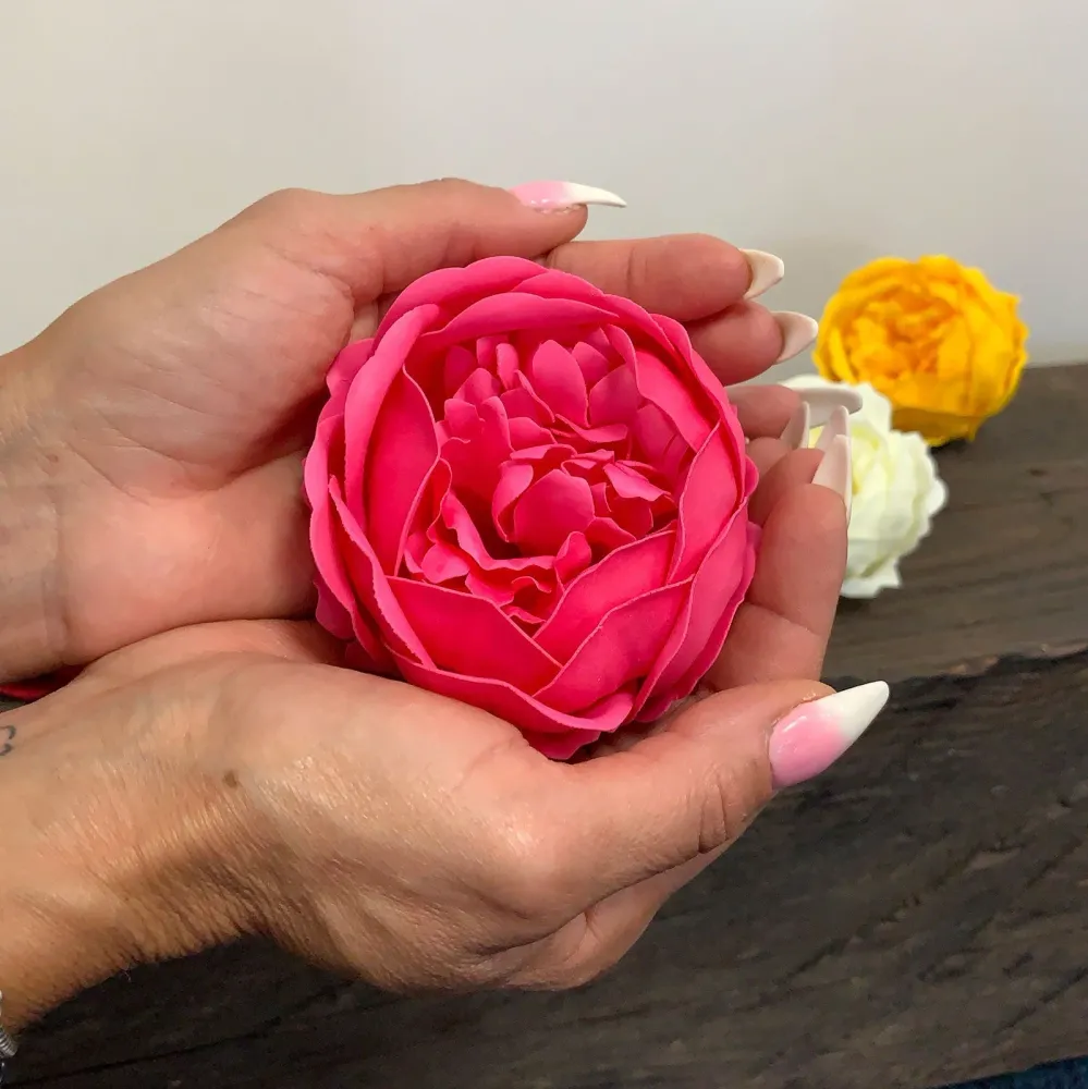 Flores de Sabão Peônia Vermelha Extra Grande Pack de 10