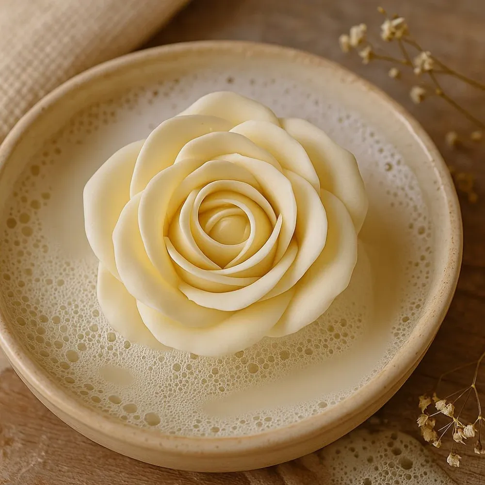 Flores de Sabão Rosa Grande Marfim Pacote de 10