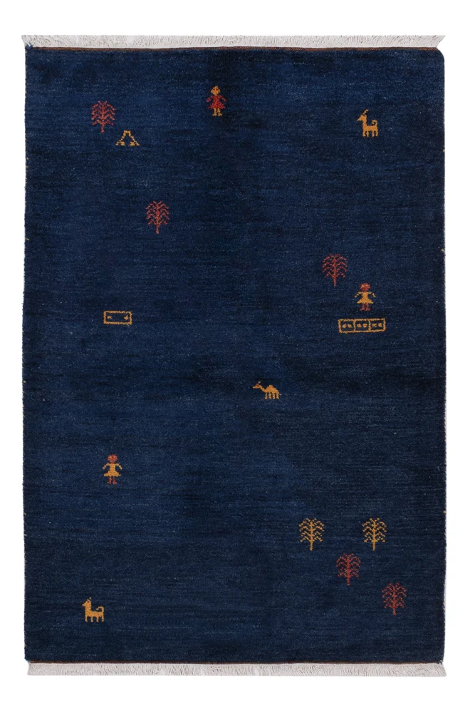 Gabbeh Teppich - Perser - 186 x 124 cm - dunkelblau