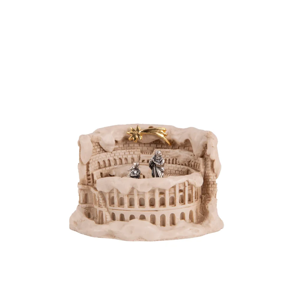 Escultura de mármore com o Coliseu e Sagrada Família Galleria Mariana