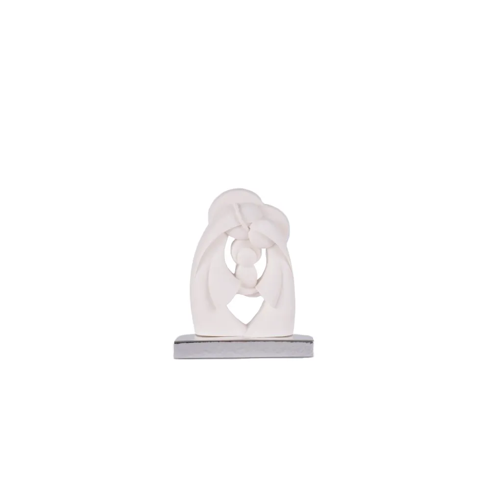 Estátua estilizada de mármore da Sagrada Família com base Galleria Mariana