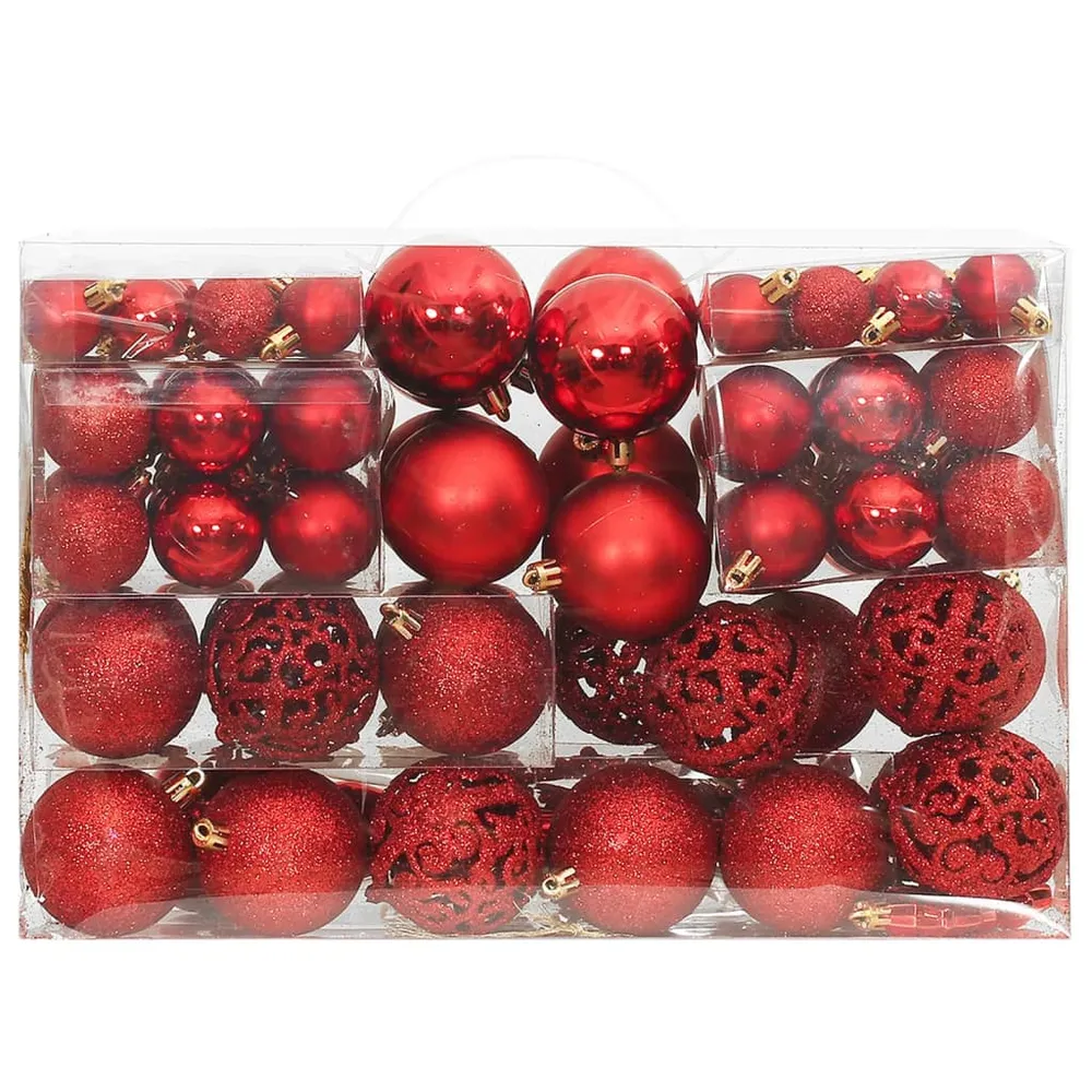 HKH Conjunto de 111 Enfeites de Natal em Poliestireno - Vermelho