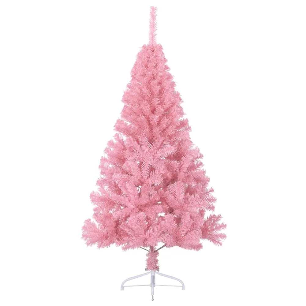 HKH Meia Árvore de Natal Artificial com Suporte Rosa em PVC