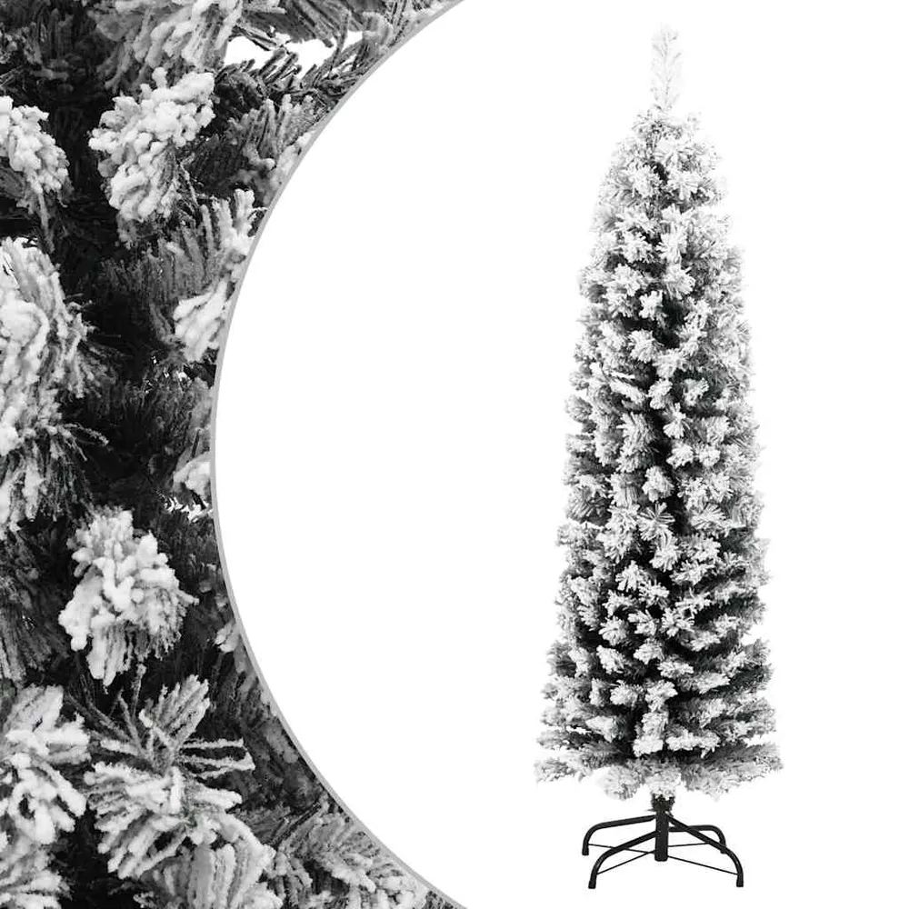 HKH Árvore de Natal Artificial Fina com Neve Verde em PVC
