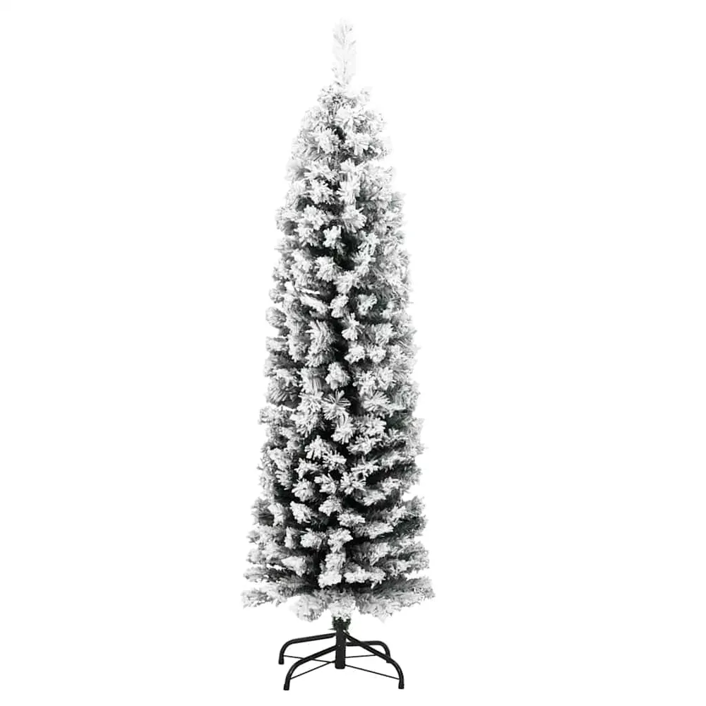 HKH Árvore de Natal Artificial Fina com Neve Verde em PVC