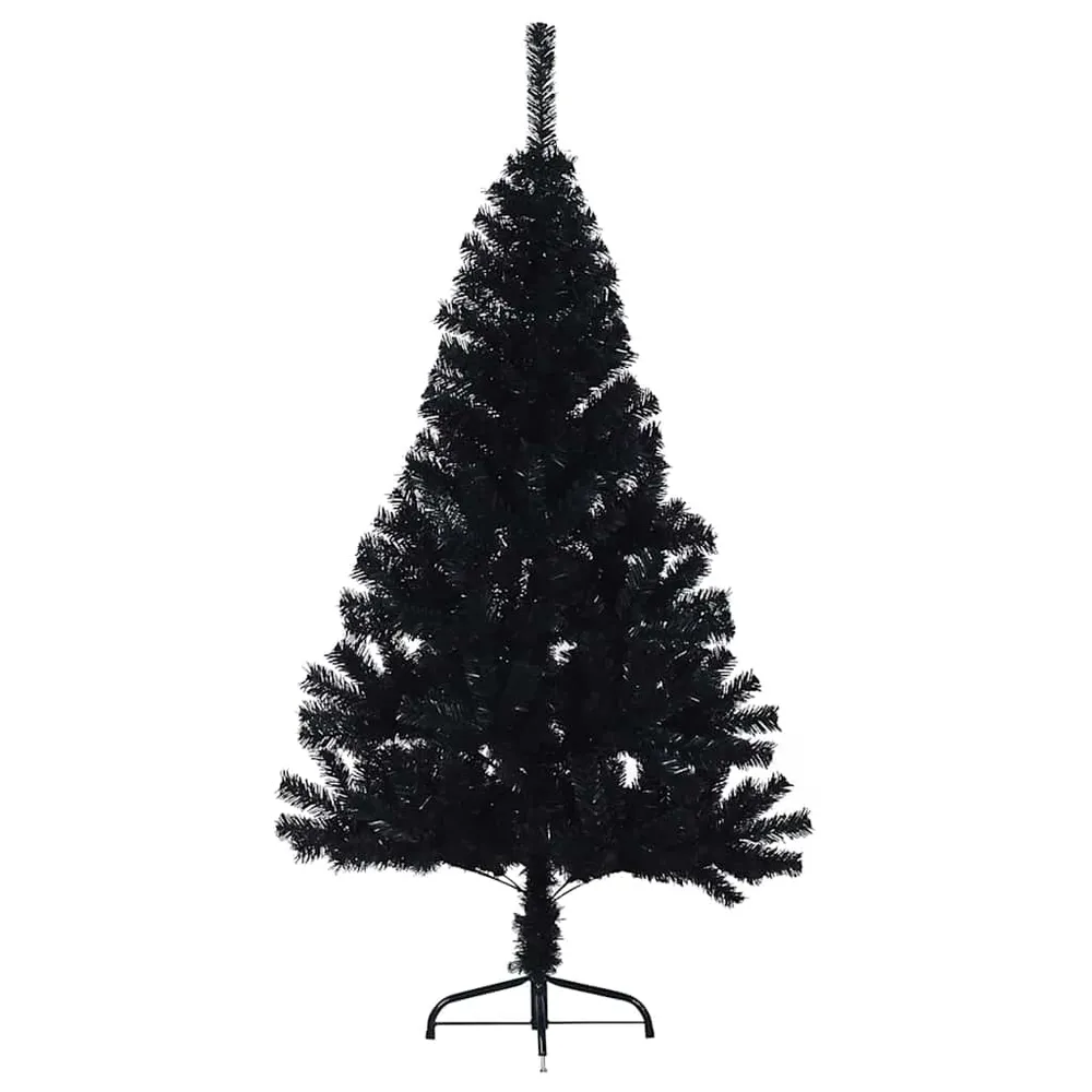 HKH Árvore de Natal Artificial Pré-Iluminada Preto em PVC
