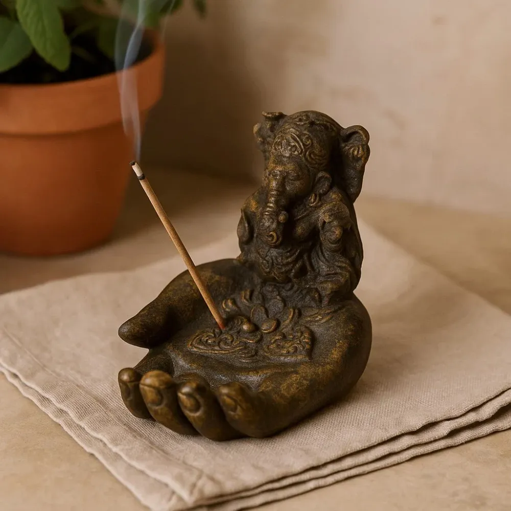 Incensário, Mão de Ganesha Acabamento Antigo