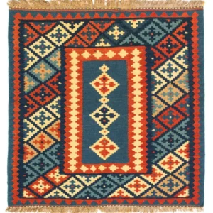 Kelim Teppich - Oriental 100 x 100 cm - dunkelblau