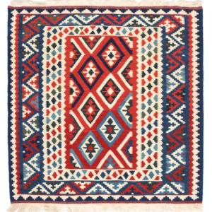 Kelim Teppich - Oriental 104 x 102 cm - dunkelrot