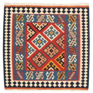 Kelim Teppich - Oriental 105 x 103 cm - dunkelrot