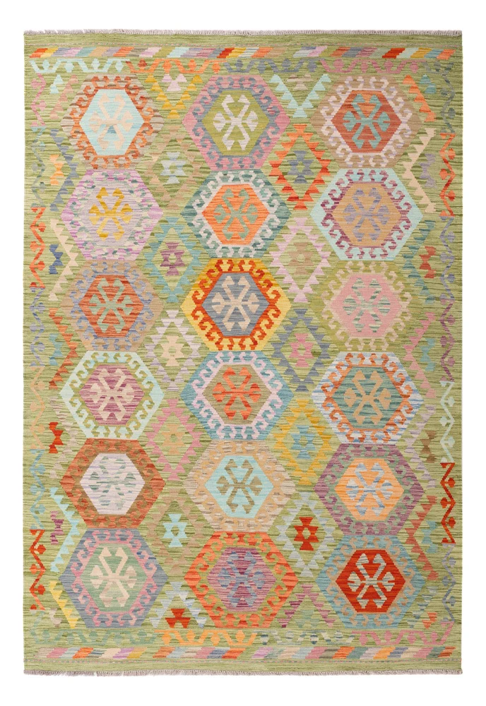 Kelim Teppich - Splash - 252 x 178 cm - bunt