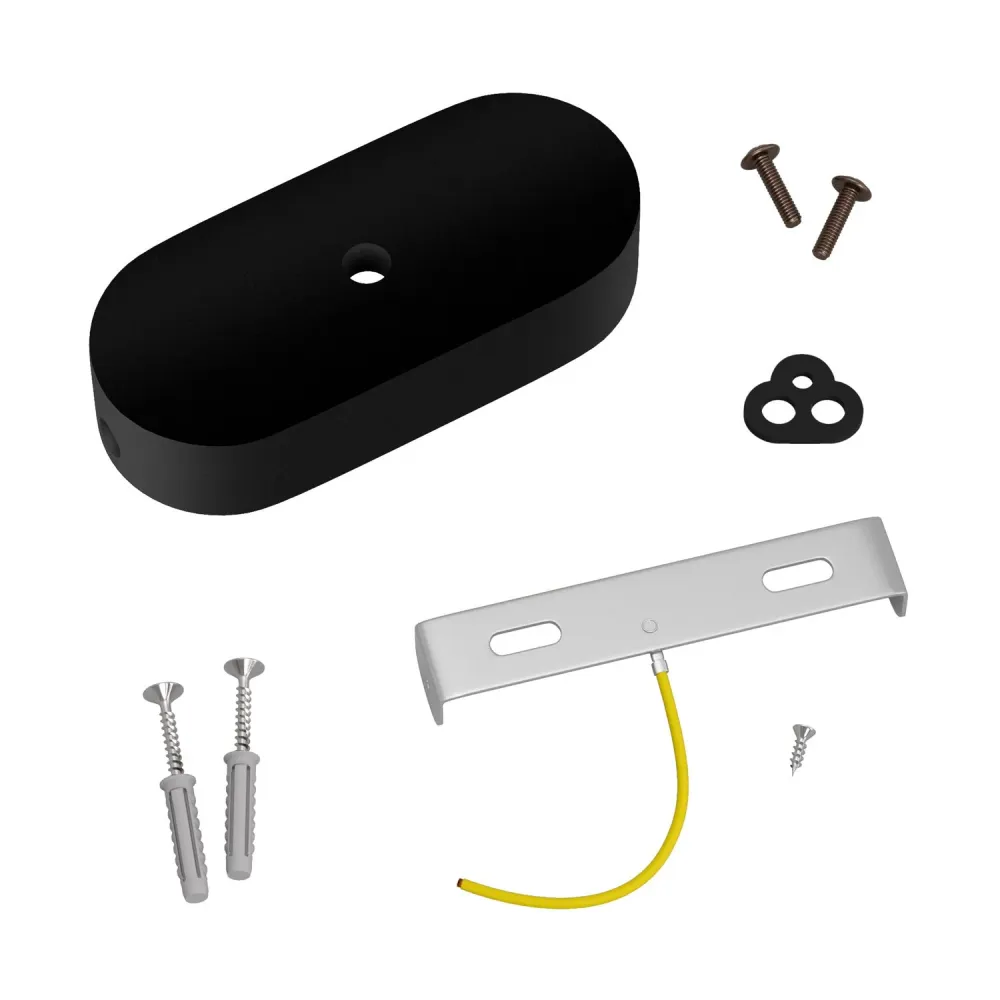Kit base de teto em madeira oval - Preto