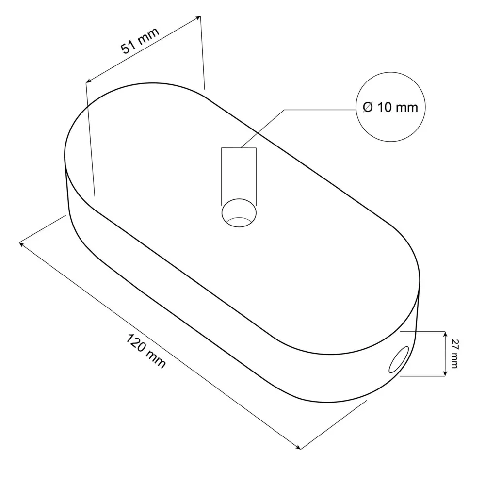 Kit base de teto em madeira oval - Preto