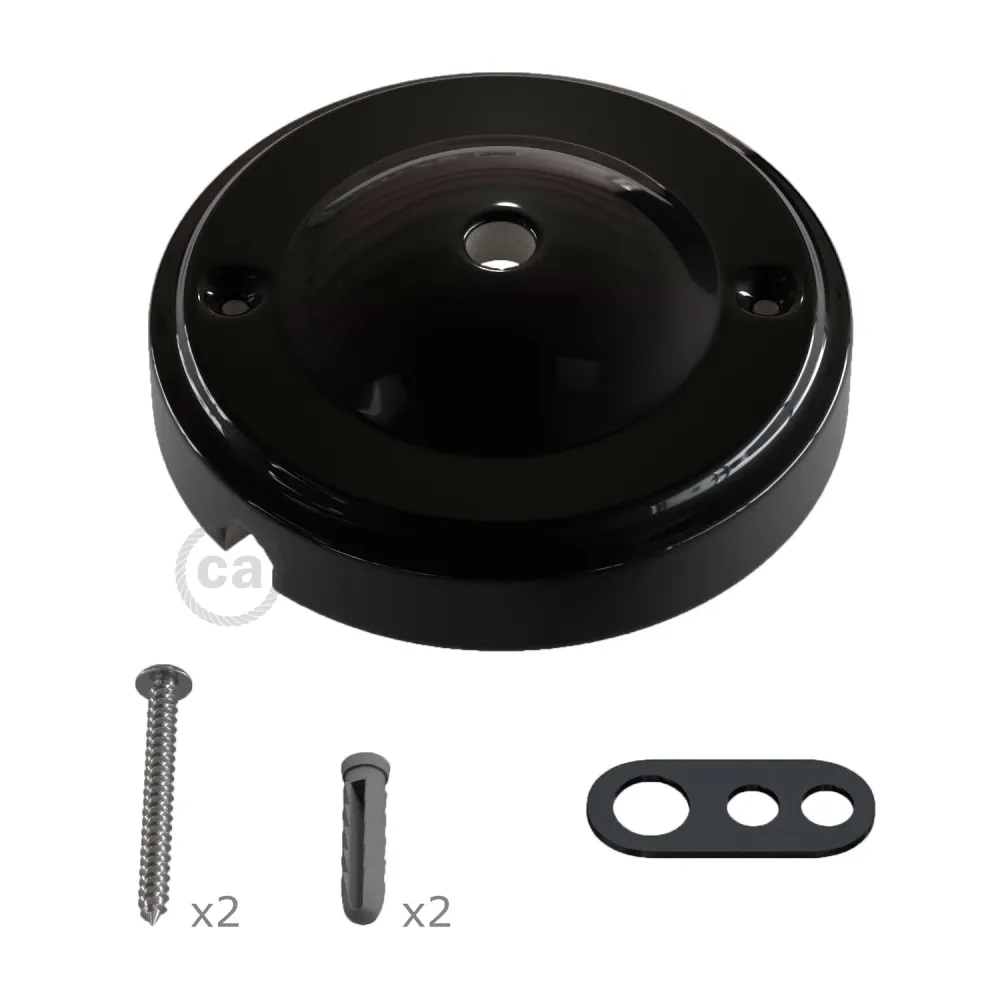 Kit base de teto Minimal em porcelana - Preto