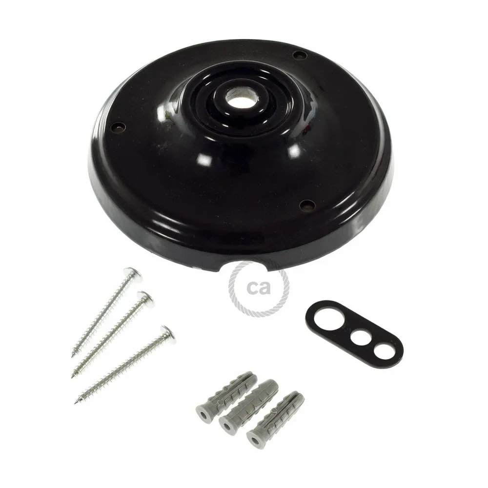 Kit base de teto em porcelana - Preto