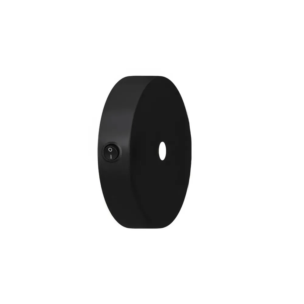 Kit mini base de teto cilíndrica em metal com interruptor - Preto