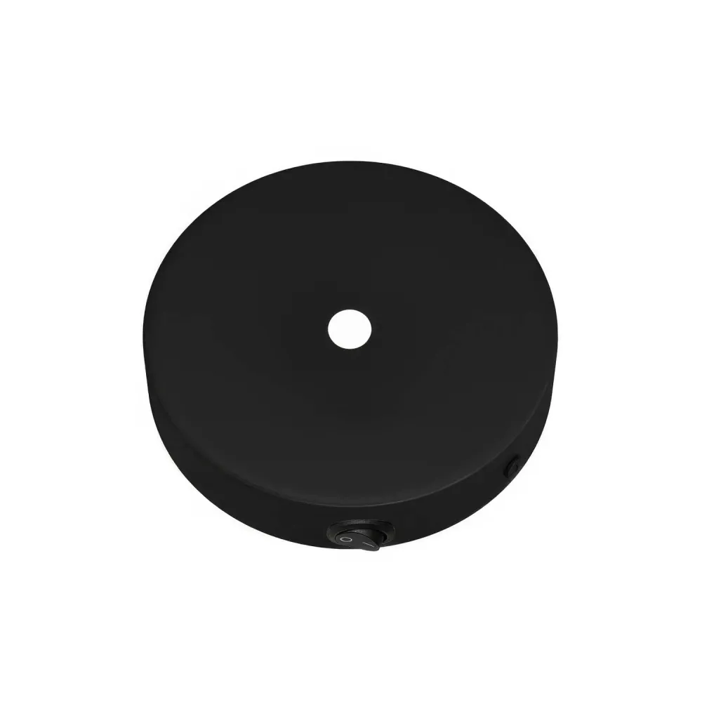 Kit mini base de teto cilíndrica em metal com interruptor - Preto
