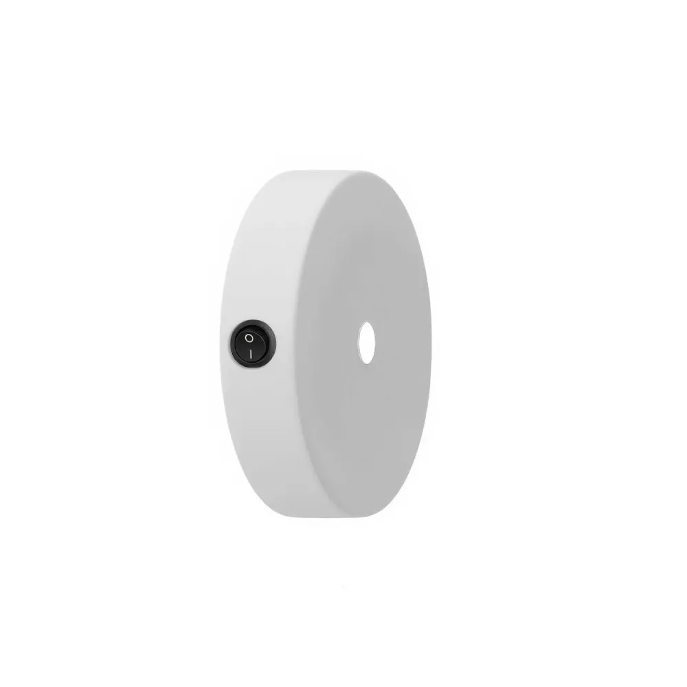 Kit mini base de teto cilíndrica em metal com interruptor - Branco mate