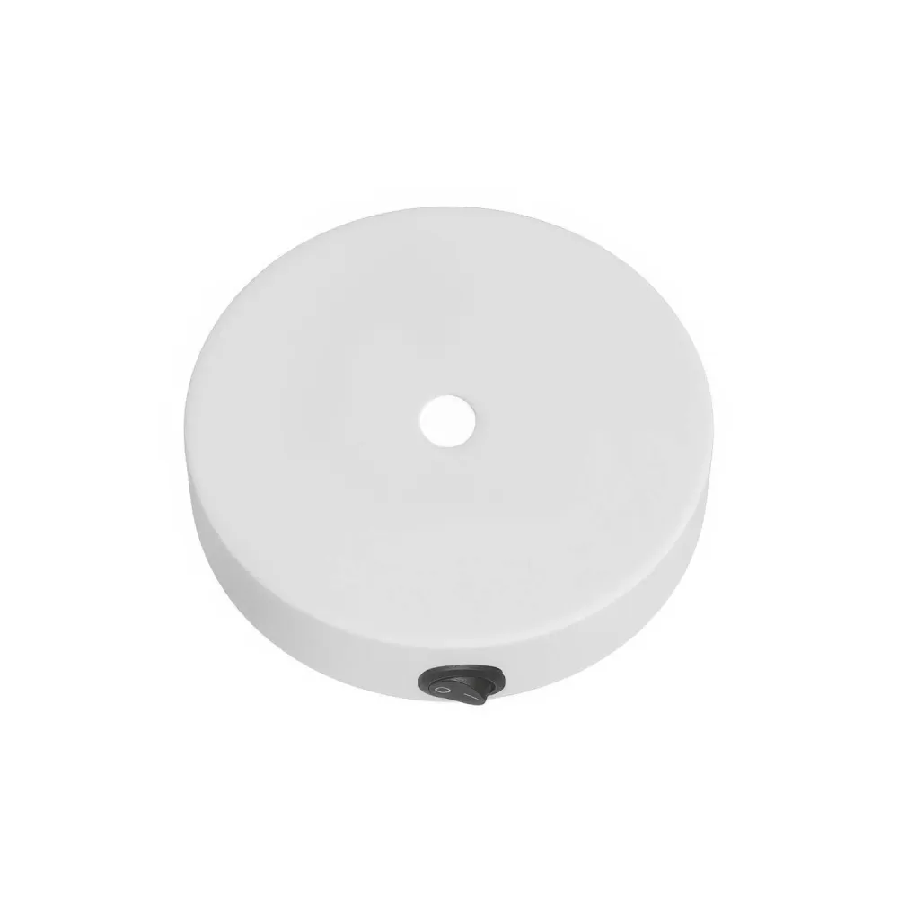 Kit mini base de teto cilíndrica em metal com interruptor - Branco mate