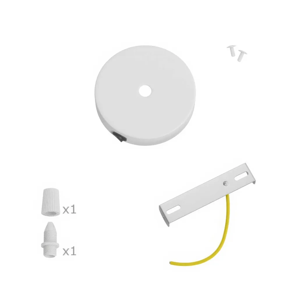 Kit mini base de teto cilíndrica em metal com interruptor - Branco mate