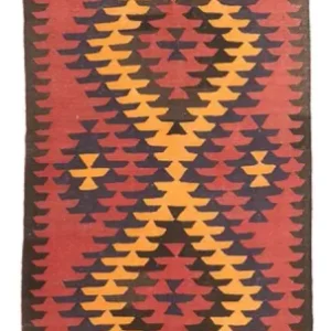 Läufer Kelim - Old - 423 x 140 cm - dunkelrot