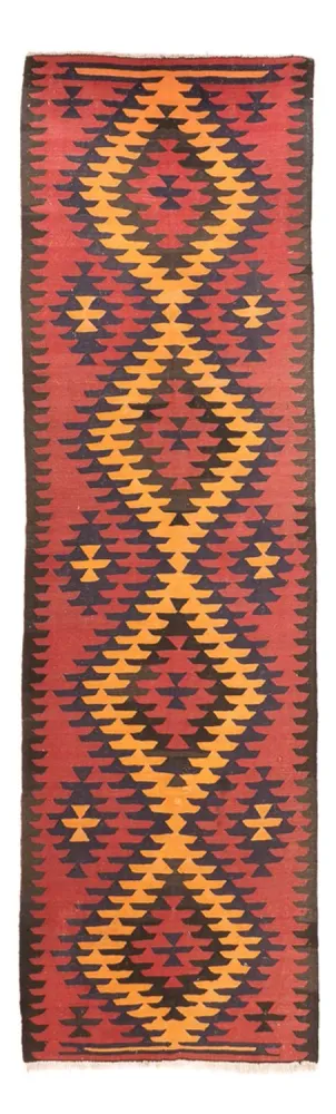 Läufer Kelim - Old - 423 x 140 cm - dunkelrot