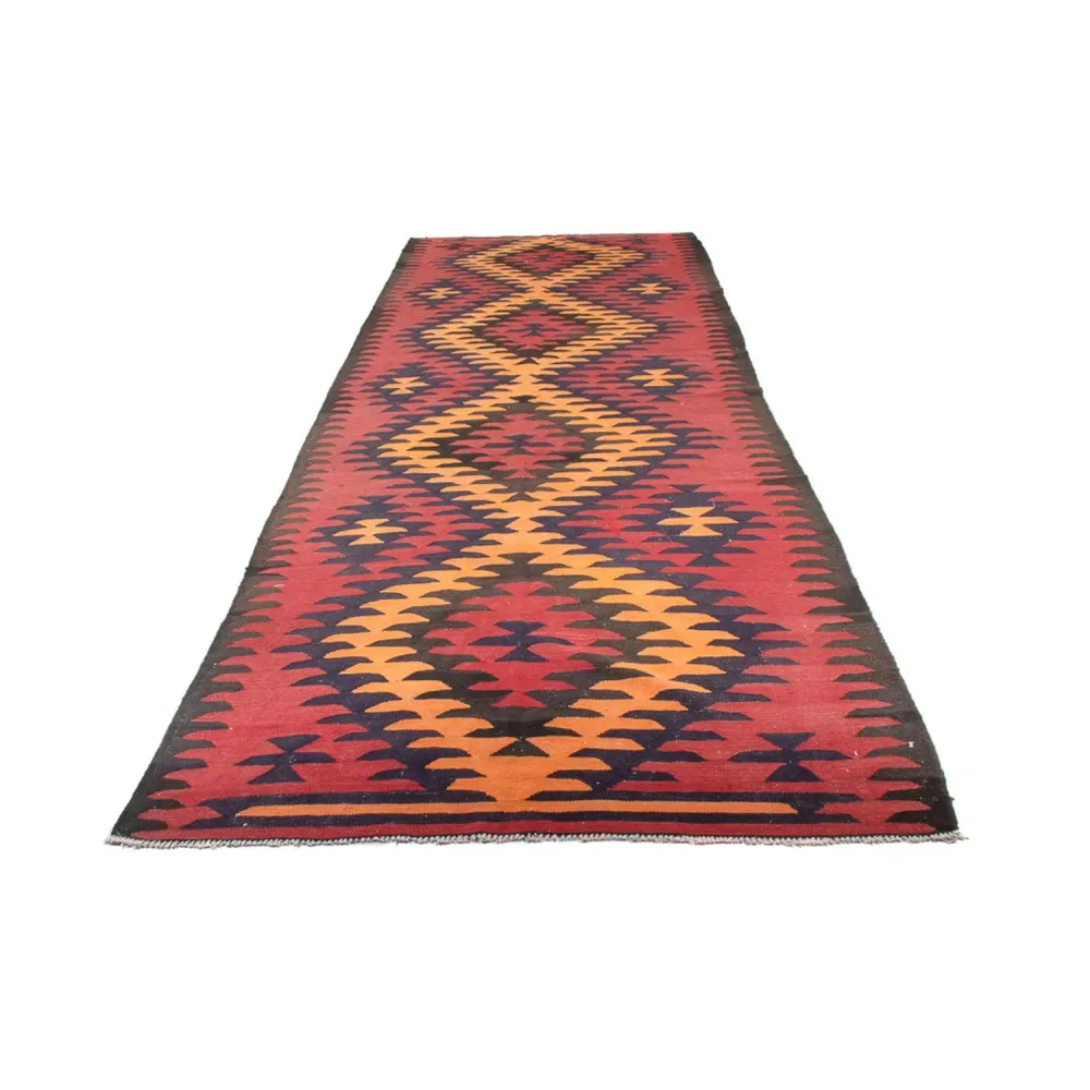 Läufer Kelim - Old - 423 x 140 cm - dunkelrot