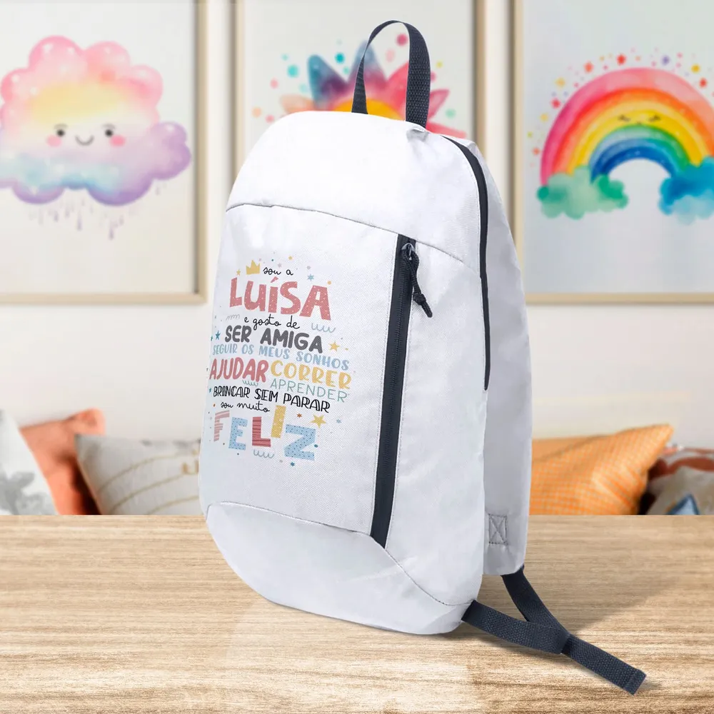 Mochila "Sou muito feliz"