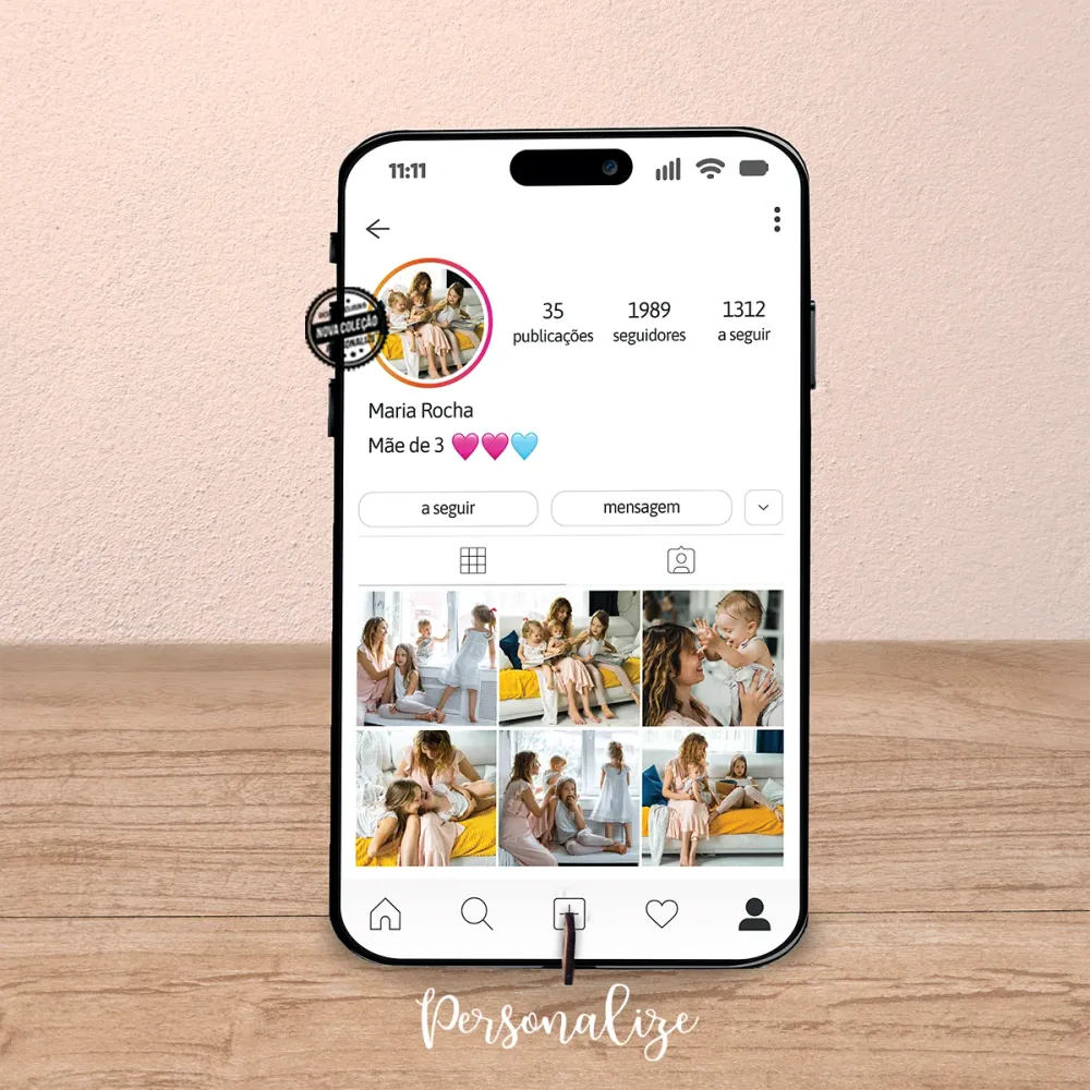 Moldura telemóvel instagram "Mãe de ..."