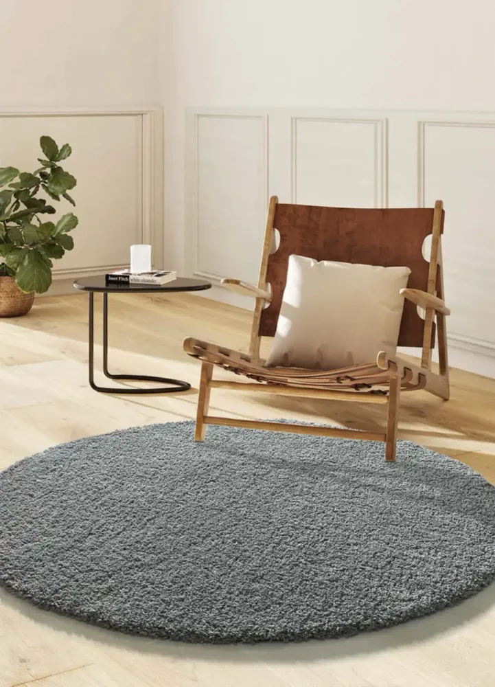 Norge 8507 Tapete liso redondo felpudo cinzento