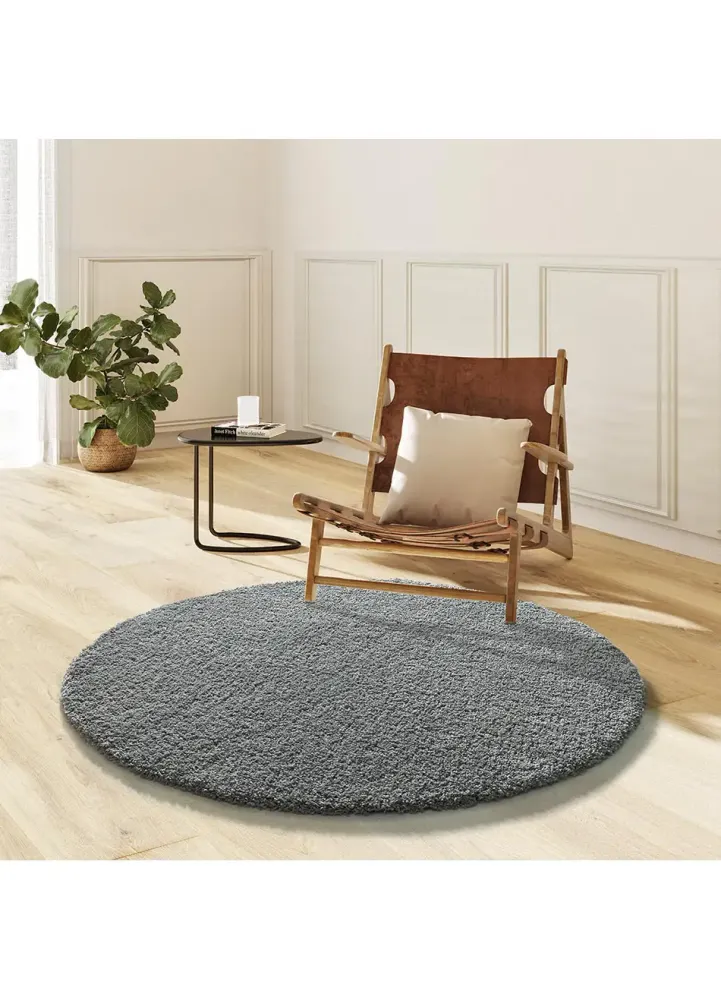 Norge 8507 Tapete liso redondo felpudo cinzento