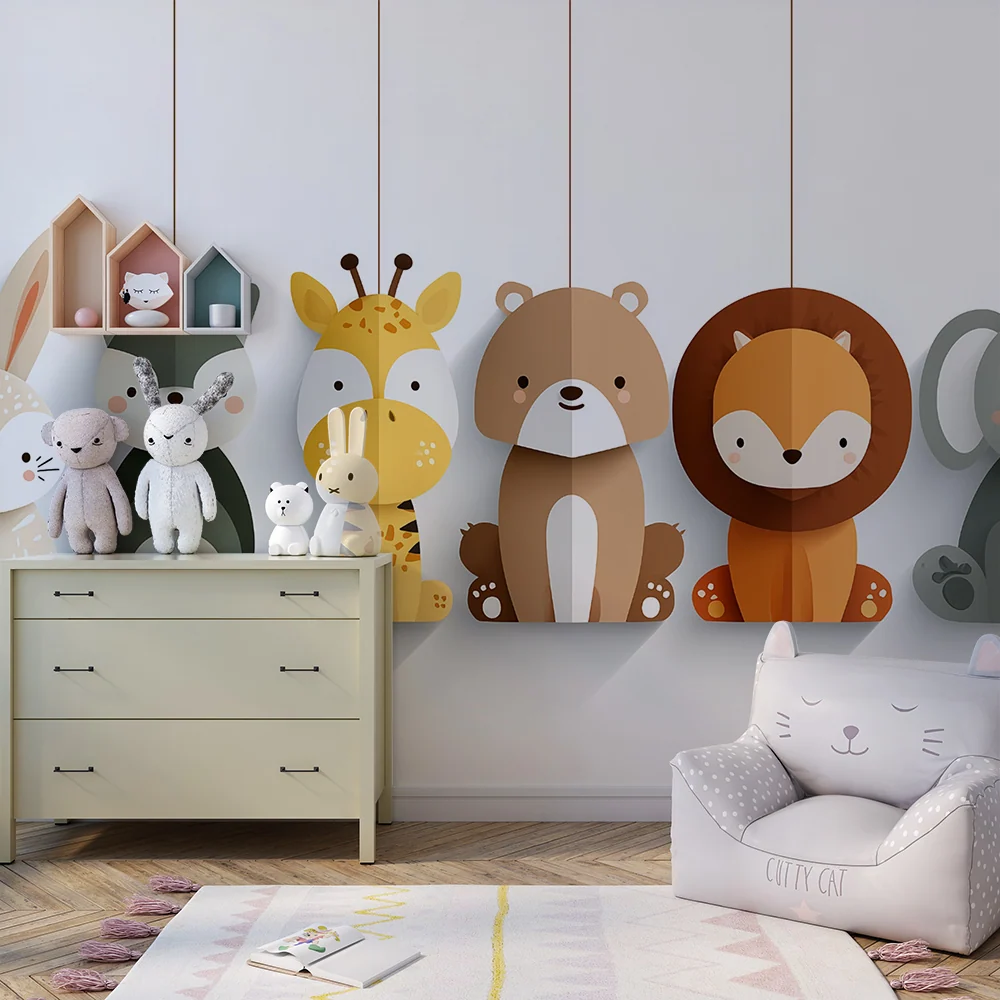 Papel de parede animais | Decoração de parede para quarto de crianç