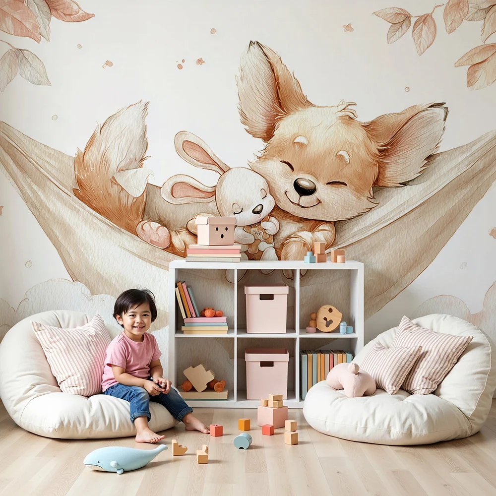 Papel de parede animais fofos | Sonho aconchegante para quarto de crianç