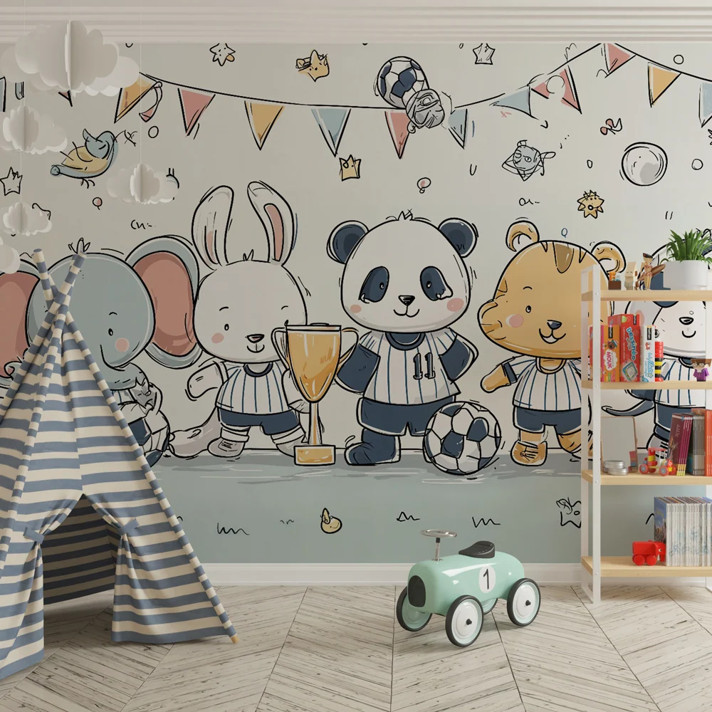 Papel de parede animais futebol | Divertido e colorido
