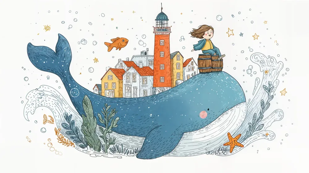 Papel de parede baleia | Ilustração marinha infantil